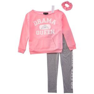 Freestyle Girls  Drama Queen 2Pc Fleece Legging Set, Pink